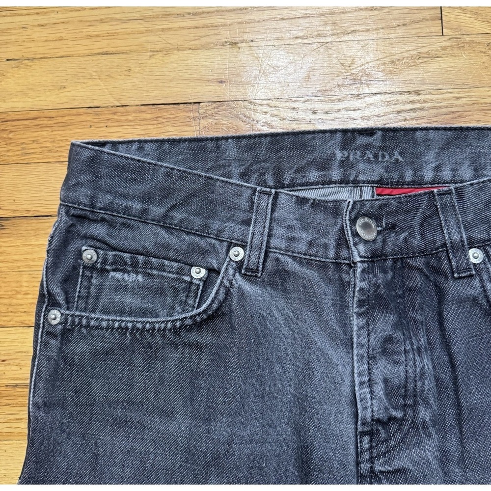 Prada Men's Straight Leg Button Fly Black Denim Jeans Vintage Size 31 GEP010 018